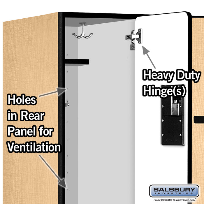 Salsbury 12" Wide Double Tier 'S' Style Designer Wood Locker - 3 Wide - 6 Feet High - 21 Inches Deep - Maple - Hasps - Sweatfully