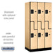 Salsbury 12" Wide Double Tier 'S' Style Designer Wood Locker - 3 Wide - 6 Feet High - 21 Inches Deep - Maple - Hasps - Sweatfully