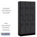Salsbury 12" Wide Double Tier 'S' Style Designer Wood Locker - 3 Wide - 6 Feet High - 15 Inches Deep - Black - Black Resettable Combination Locks - Sweatfully