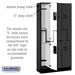Salsbury 12" Wide Double Tier 'S' Style Designer Wood Locker - 3 Wide - 6 Feet High - 15 Inches Deep - Black - Hasps - Sweatfully
