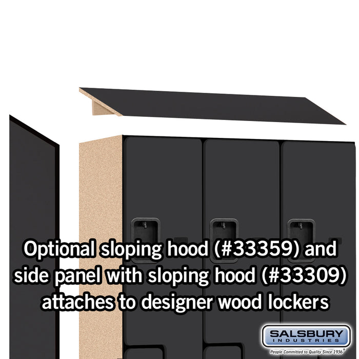 Salsbury 12" Wide Double Tier 'S' Style Designer Wood Locker - 3 Wide - 6 Feet High - 15 Inches Deep - Black - Hasps - Sweatfully