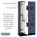 Salsbury 12" Wide Double Tier 'S' Style Designer Wood Locker - 3 Wide - 6 Feet High - 15 Inches Deep - Blue - Black Resettable Combination Locks - Sweatfully