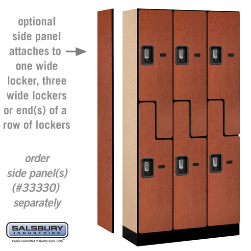 Salsbury 12" Wide Double Tier 'S' Style Designer Wood Locker - 3 Wide - 6 Feet High - 15 Inches Deep - Cherry - Silver Resettable Combination Locks - Sweatfully