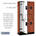 Salsbury 12" Wide Double Tier 'S' Style Designer Wood Locker - 3 Wide - 6 Feet High - 15 Inches Deep - Cherry - Hasps - Sweatfully