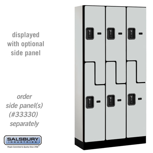 Salsbury 12" Wide Double Tier 'S' Style Designer Wood Locker - 3 Wide - 6 Feet High - 15 Inches Deep - Gray - Black Resettable Combination Locks - Sweatfully