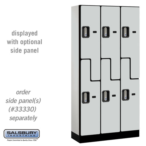 Salsbury 12" Wide Double Tier 'S' Style Designer Wood Locker - 3 Wide - 6 Feet High - 15 Inches Deep - Gray - Silver Electronic Locks - Sweatfully