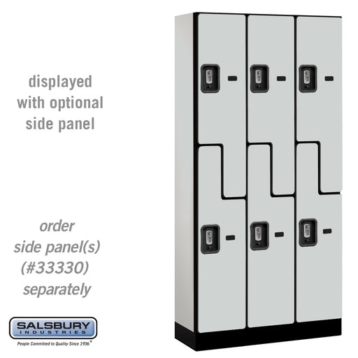Salsbury 12" Wide Double Tier 'S' Style Designer Wood Locker - 3 Wide - 6 Feet High - 15 Inches Deep - Gray - Silver Resettable Combination Locks - Sweatfully