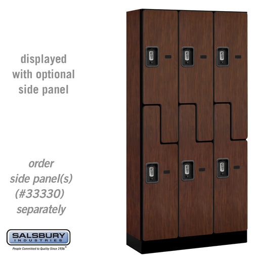 Salsbury 12" Wide Double Tier 'S' Style Designer Wood Locker - 3 Wide - 6 Feet High - 15 Inches Deep - Mahogany - Silver Resettable Combination Locks - Sweatfully