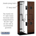 Salsbury 12" Wide Double Tier 'S' Style Designer Wood Locker - 3 Wide - 6 Feet High - 15 Inches Deep - Mahogany - Hasps - Sweatfully
