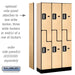Salsbury 12" Wide Double Tier 'S' Style Designer Wood Locker - 3 Wide - 6 Feet High - 15 Inches Deep - Maple - Silver Electronic Locks - Sweatfully