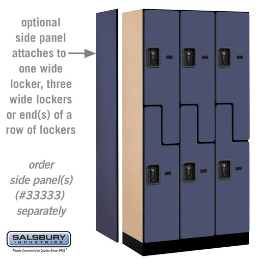 Salsbury 12" Wide Double Tier 'S' Style Designer Wood Locker - 3 Wide - 6 Feet High - 18 Inches Deep - Blue - Black Resettable Combination Locks - Sweatfully