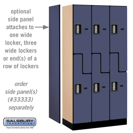 Salsbury 12" Wide Double Tier 'S' Style Designer Wood Locker - 3 Wide - 6 Feet High - 18 Inches Deep - Blue - Silver Electronic Locks - Sweatfully