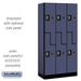 Salsbury 12" Wide Double Tier 'S' Style Designer Wood Locker - 3 Wide - 6 Feet High - 18 Inches Deep - Blue - Silver Resettable Combination Locks - Sweatfully