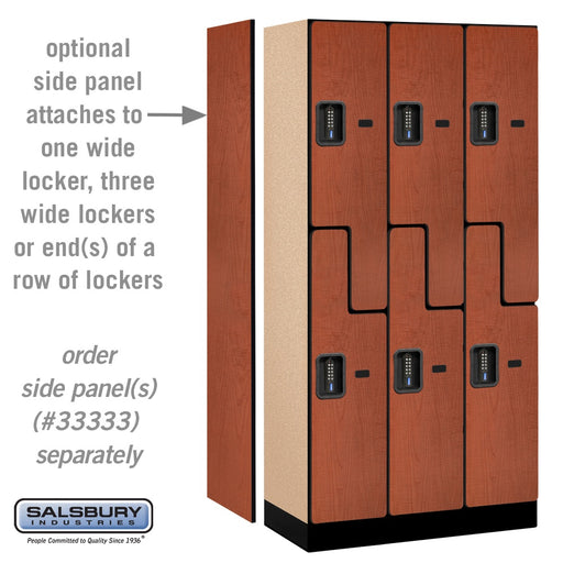 Salsbury 12" Wide Double Tier 'S' Style Designer Wood Locker - 3 Wide - 6 Feet High - 18 Inches Deep - Cherry - Black Electronic Locks - Sweatfully