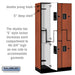 Salsbury 12" Wide Double Tier 'S' Style Designer Wood Locker - 3 Wide - 6 Feet High - 18 Inches Deep - Cherry - Black Electronic Locks - Sweatfully