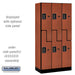 Salsbury 12" Wide Double Tier 'S' Style Designer Wood Locker - 3 Wide - 6 Feet High - 18 Inches Deep - Cherry - Black Electronic Locks - Sweatfully