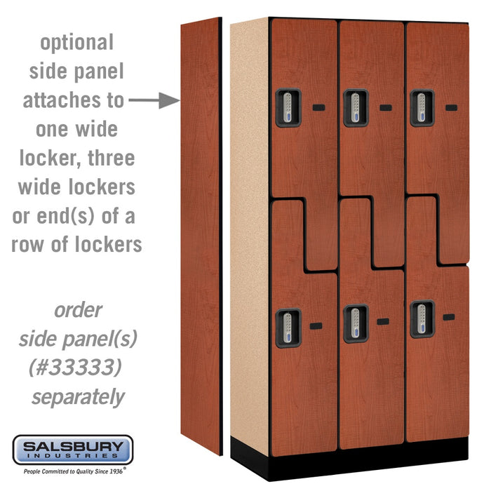 Salsbury 12" Wide Double Tier 'S' Style Designer Wood Locker - 3 Wide - 6 Feet High - 18 Inches Deep - Cherry - Silver Electronic Locks - Sweatfully