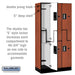 Salsbury 12" Wide Double Tier 'S' Style Designer Wood Locker - 3 Wide - 6 Feet High - 18 Inches Deep - Cherry - Silver Electronic Locks - Sweatfully