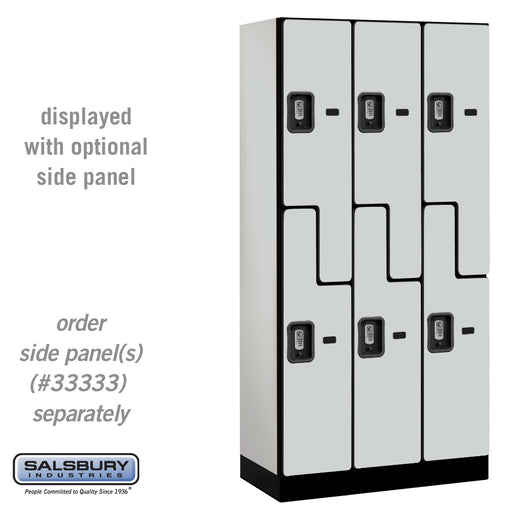 Salsbury 12" Wide Double Tier 'S' Style Designer Wood Locker - 3 Wide - 6 Feet High - 18 Inches Deep - Gray - Silver Resettable Combination Locks - Sweatfully