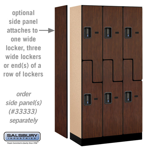 Salsbury 12" Wide Double Tier 'S' Style Designer Wood Locker - 3 Wide - 6 Feet High - 18 Inches Deep - Mahogany - Black Electronic Locks - Sweatfully
