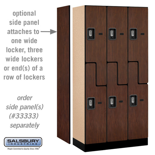 Salsbury 12" Wide Double Tier 'S' Style Designer Wood Locker - 3 Wide - 6 Feet High - 18 Inches Deep - Mahogany - Silver Resettable Combination Locks - Sweatfully