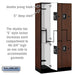 Salsbury 12" Wide Double Tier 'S' Style Designer Wood Locker - 3 Wide - 6 Feet High - 18 Inches Deep - Mahogany - Silver Resettable Combination Locks - Sweatfully