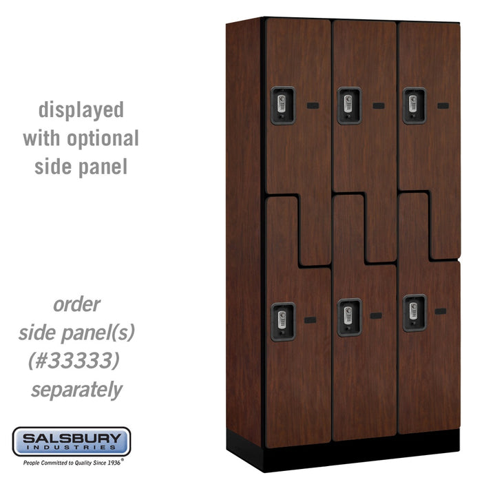 Salsbury 12" Wide Double Tier 'S' Style Designer Wood Locker - 3 Wide - 6 Feet High - 18 Inches Deep - Mahogany - Silver Resettable Combination Locks - Sweatfully