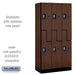 Salsbury 12" Wide Double Tier 'S' Style Designer Wood Locker - 3 Wide - 6 Feet High - 18 Inches Deep - Mahogany - Silver Resettable Combination Locks - Sweatfully