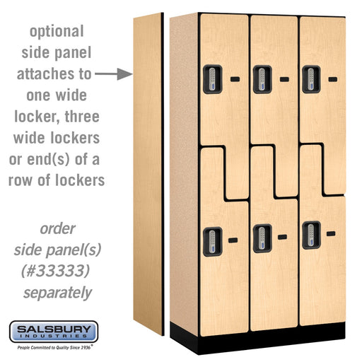 Salsbury 12" Wide Double Tier 'S' Style Designer Wood Locker - 3 Wide - 6 Feet High - 18 Inches Deep - Maple - Silver Electronic Locks - Sweatfully
