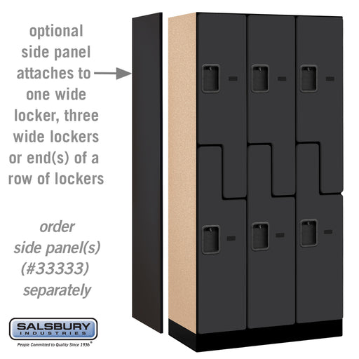 Salsbury 12" Wide Double Tier 'S' Style Designer Wood Locker - 3 Wide - 6 Feet High - 18 Inches Deep - Black - Hasps - Sweatfully