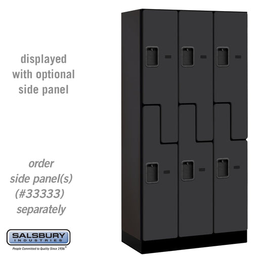 Salsbury 12" Wide Double Tier 'S' Style Designer Wood Locker - 3 Wide - 6 Feet High - 18 Inches Deep - Black - Hasps - Sweatfully