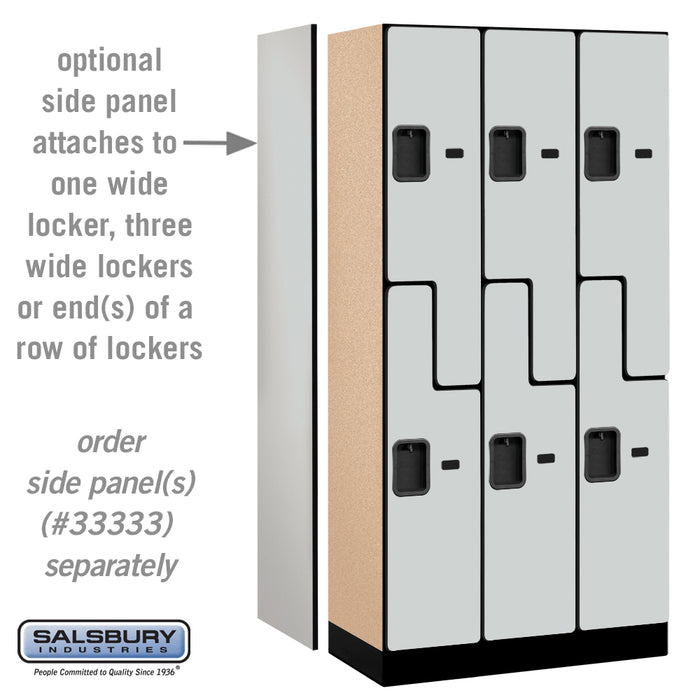 Salsbury 12" Wide Double Tier 'S' Style Designer Wood Locker - 3 Wide - 6 Feet High - 18 Inches Deep - Gray - Hasps - Sweatfully