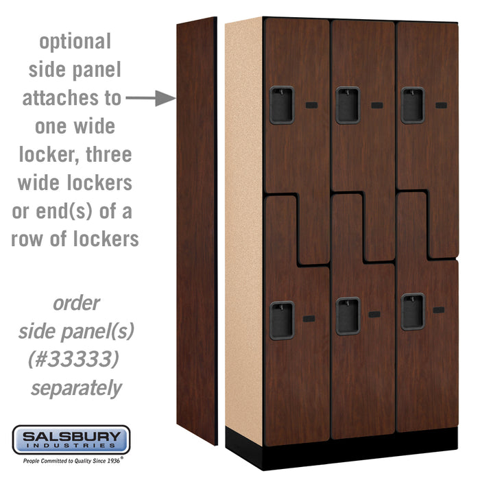 Salsbury 12" Wide Double Tier 'S' Style Designer Wood Locker - 3 Wide - 6 Feet High - 18 Inches Deep - Mahogany - Hasps - Sweatfully