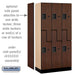 Salsbury 12" Wide Double Tier 'S' Style Designer Wood Locker - 3 Wide - 6 Feet High - 18 Inches Deep - Mahogany - Hasps - Sweatfully