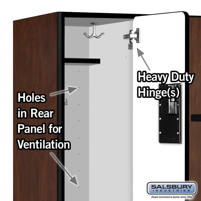 Salsbury 12" Wide Double Tier 'S' Style Designer Wood Locker - 3 Wide - 6 Feet High - 18 Inches Deep - Mahogany - Hasps - Sweatfully