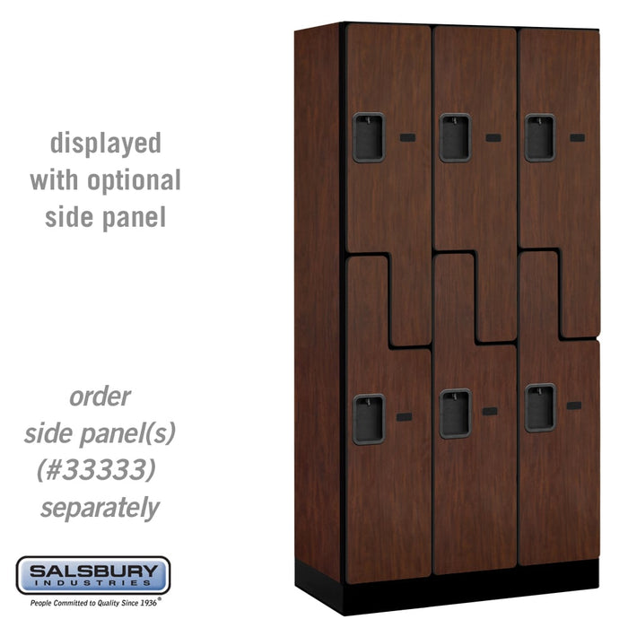 Salsbury 12" Wide Double Tier 'S' Style Designer Wood Locker - 3 Wide - 6 Feet High - 18 Inches Deep - Mahogany - Hasps - Sweatfully