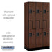 Salsbury 12" Wide Double Tier 'S' Style Designer Wood Locker - 3 Wide - 6 Feet High - 18 Inches Deep - Mahogany - Hasps - Sweatfully