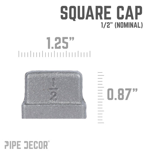 1/2 in. Black Square Cap - Sweatfully