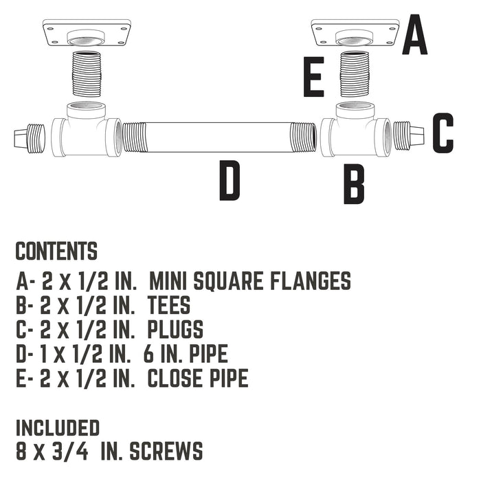 1/2 in. Tee Barn Door Handle, Mini-Square Flange – 10.75 in. L - Sweatfully