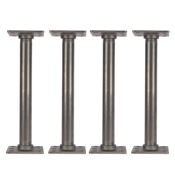 1 in. x 12 in. Square Flange Pipe Table Legs - 4 Pack - Sweatfully