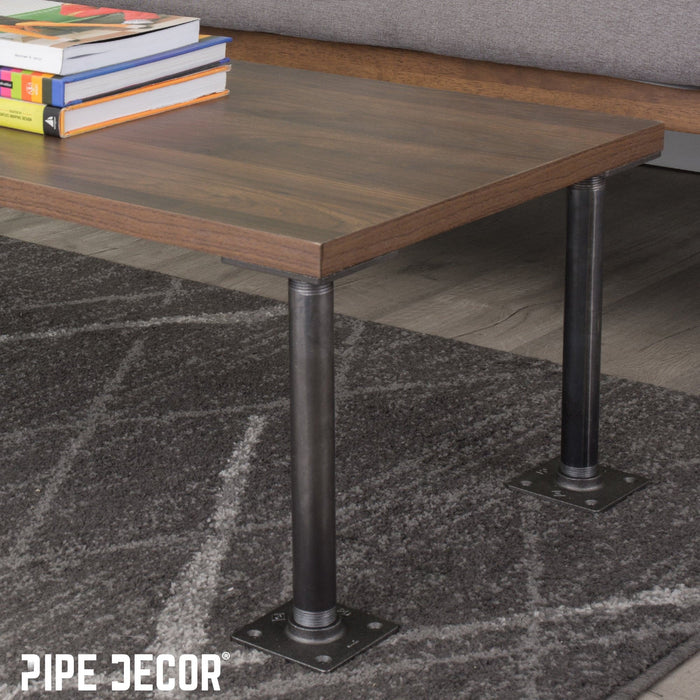 1 in. x 12 in. Square Flange Pipe Table Legs - 4 Pack - Sweatfully