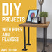 1 in. x 12 in. Square Flange Pipe Table Legs - 4 Pack - Sweatfully