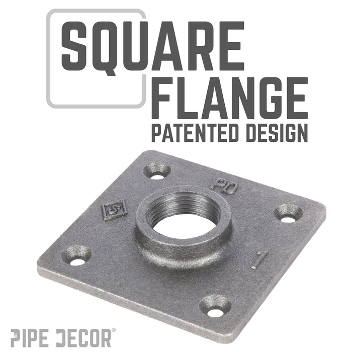 1 in. x 18 in. Square Flange Pipe Table Legs - 4 Pack - Sweatfully