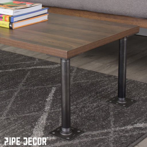 3/4 in. x 18 in. Square Flange Pipe Table Legs - 4 Pack - Sweatfully
