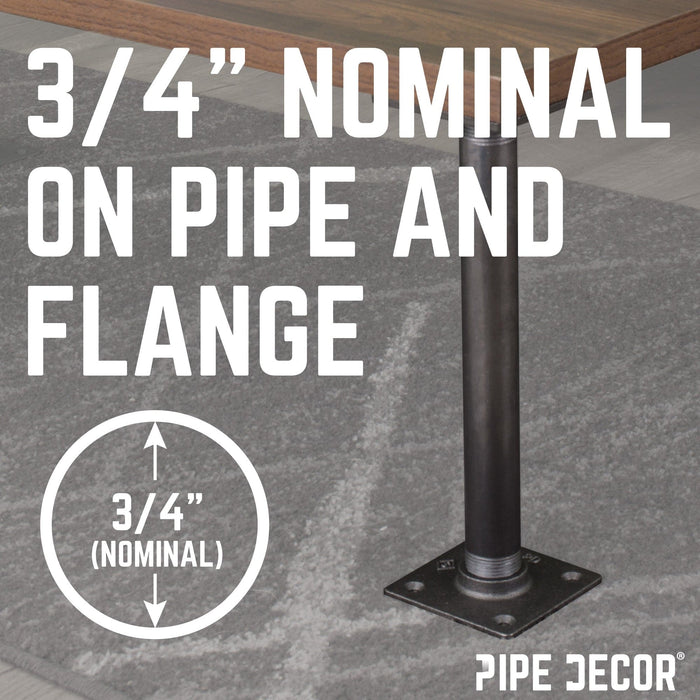 3/4 in. x 18 in. Square Flange Pipe Table Legs - 4 Pack - Sweatfully