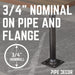 3/4 in. x 18 in. Square Flange Pipe Table Legs - 4 Pack - Sweatfully