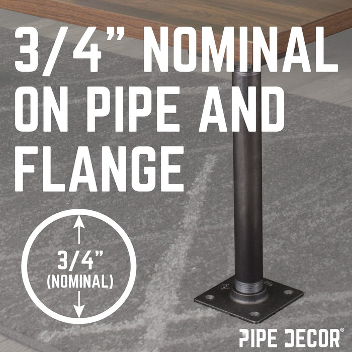 3/4 in. x 24 in. Square Flange Pipe Table Legs - 4 Pack - Sweatfully