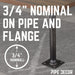 3/4 in. x 24 in. Square Flange Pipe Table Legs - 4 Pack - Sweatfully