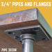 3/4 in. x 24 in. Square Flange Pipe Table Legs - 4 Pack - Sweatfully