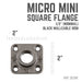 1/2 in. Black Micro Mini Square Flange - Sweatfully